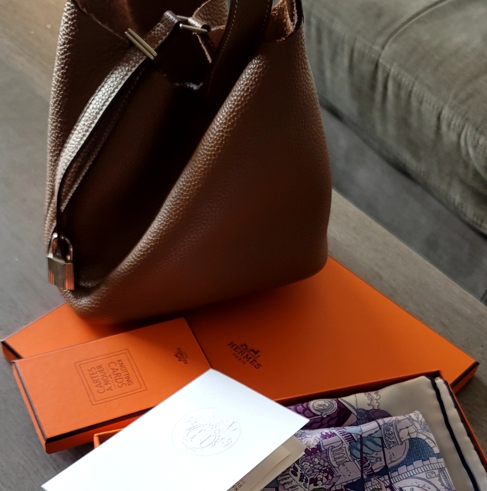 HERMES PHW Picotin PM Handbag & Scarf